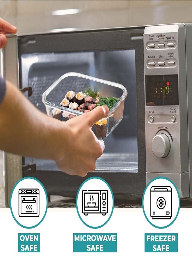 The Better Home علبة غداء زجاجية من زجاج البوروسيليكات من ذا بيتر هوم | علبة طعام للمكتب للرجال والنساء | علبة غداء للنساء والأطفال في المدرسة | علب غداء محكمة الإغلاق مانعة للتسرب وآمنة للاستخدام في الميكروويف (أخضر) (680 مل و1040 مل) - Image 4